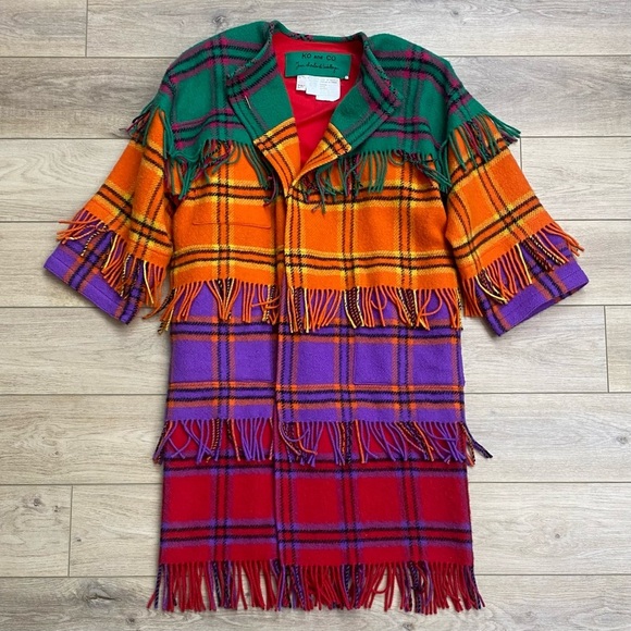 Vintage Couture Jean Charles De Castelbajac Wool Fringe Overcoat Ko & Co Deigner - Picture 1 of 16